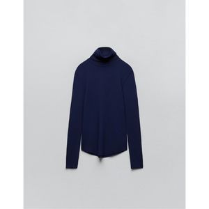 Zara Basic Extrafine Knit Sweater in Navy Blue Size L